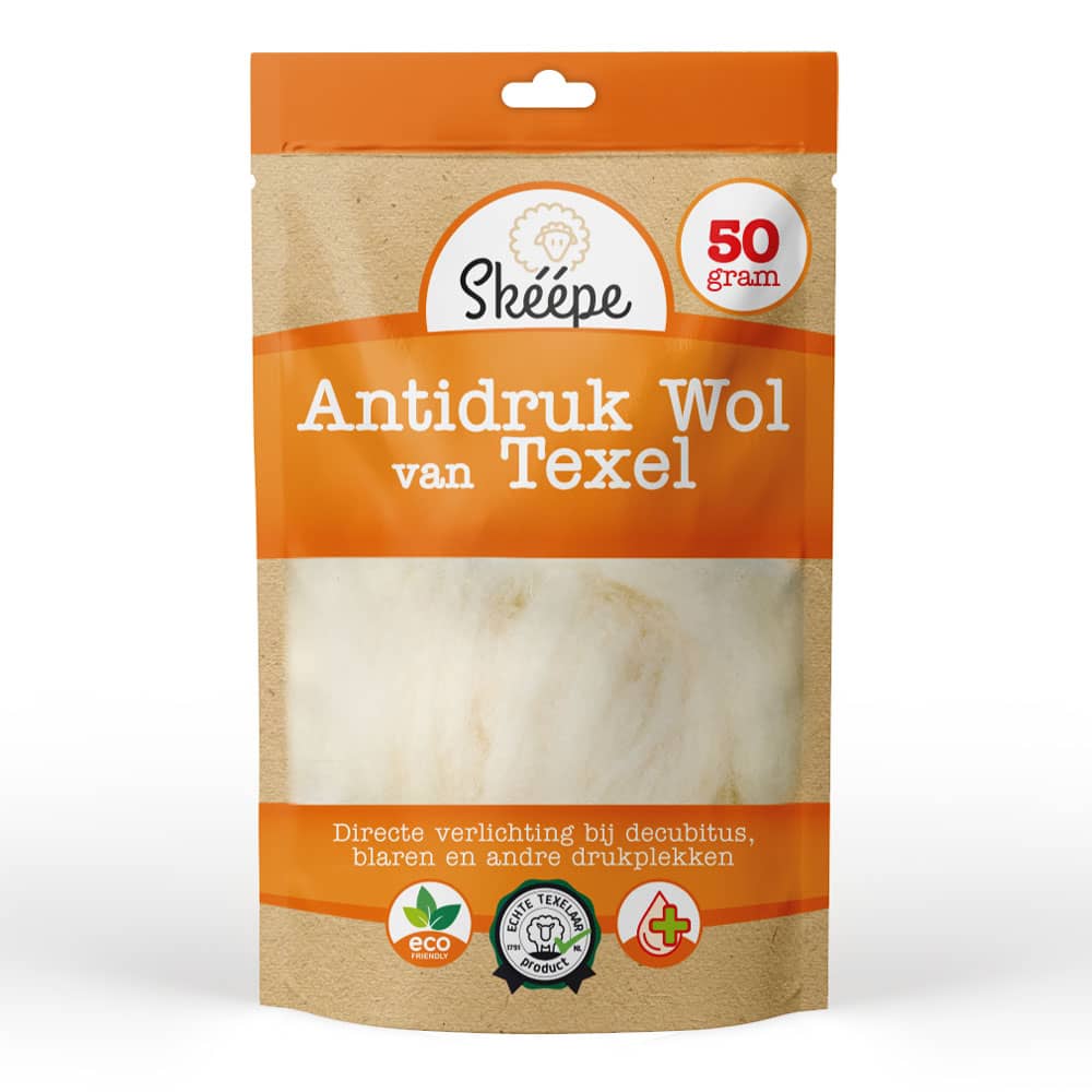 Anti-druk wol voor verlichting bij drukplekken. Verwamd en verzacht