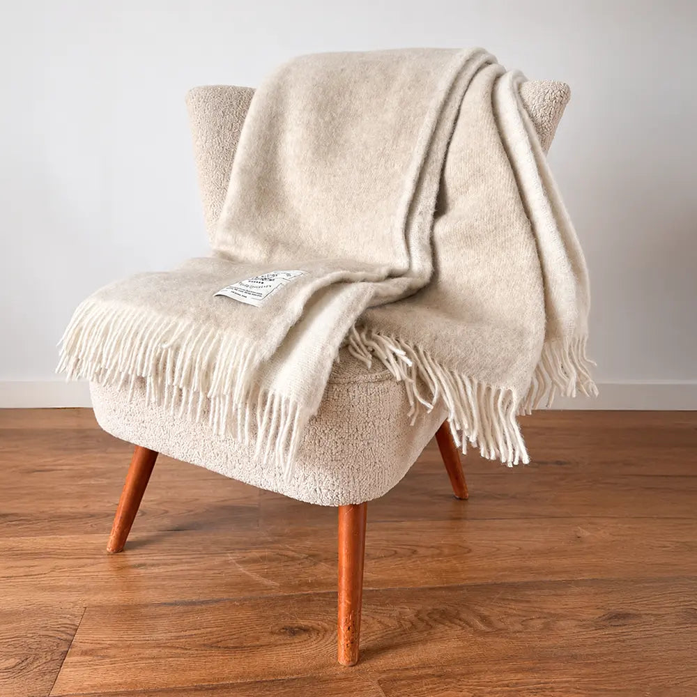 Naturel wollen plaid groot