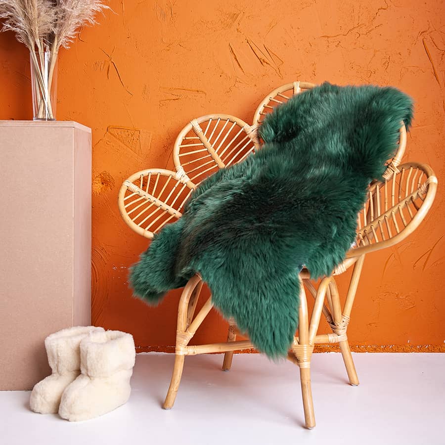 Texelse schapenvacht donker groen