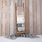 plaid van schapenwol beige grijs en wit