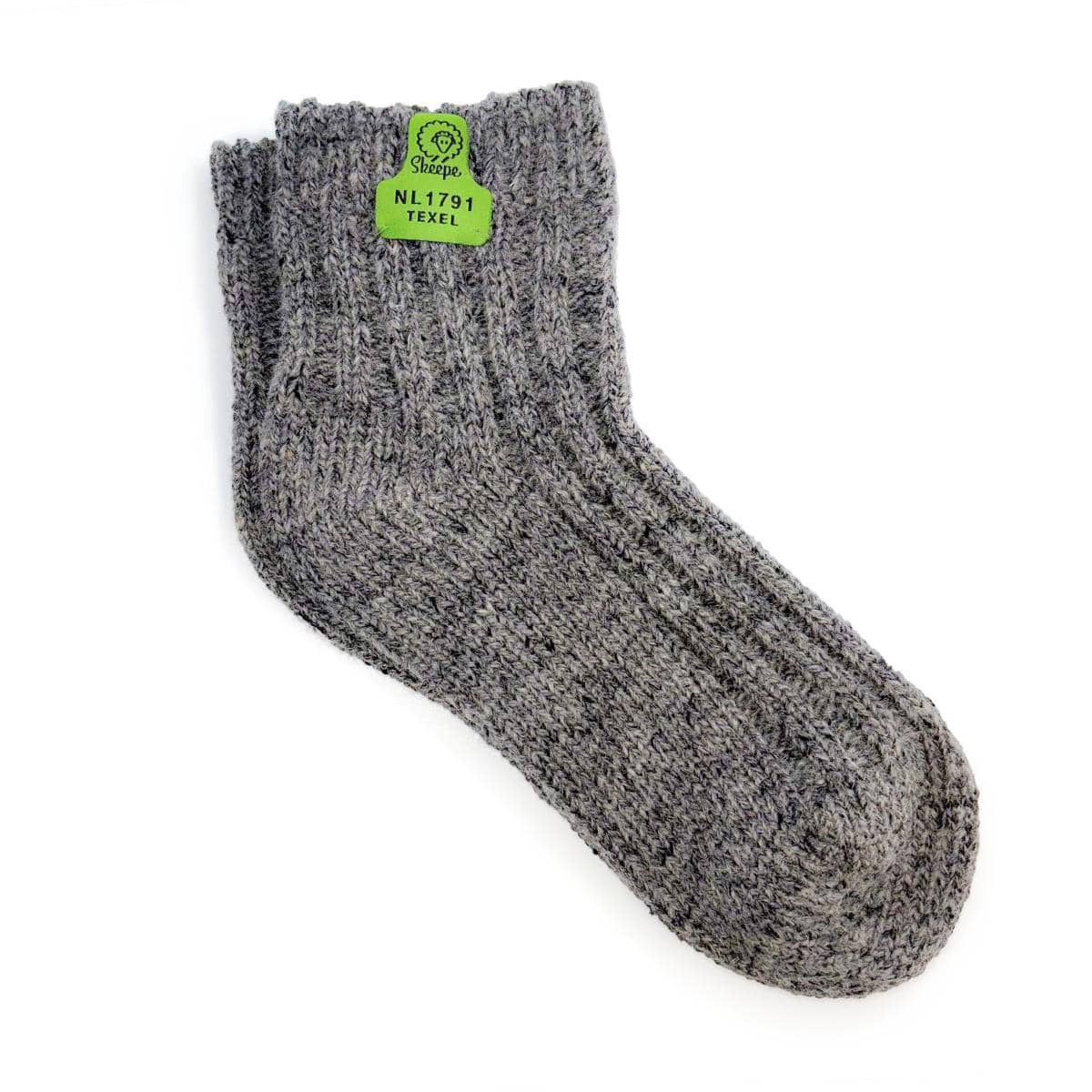 wollen sokken grijs - texel - gebreide sokken - sneaker sokken