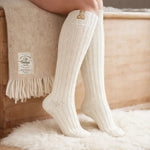 Weiße Wollsocken – Lange Kniestrümpfe