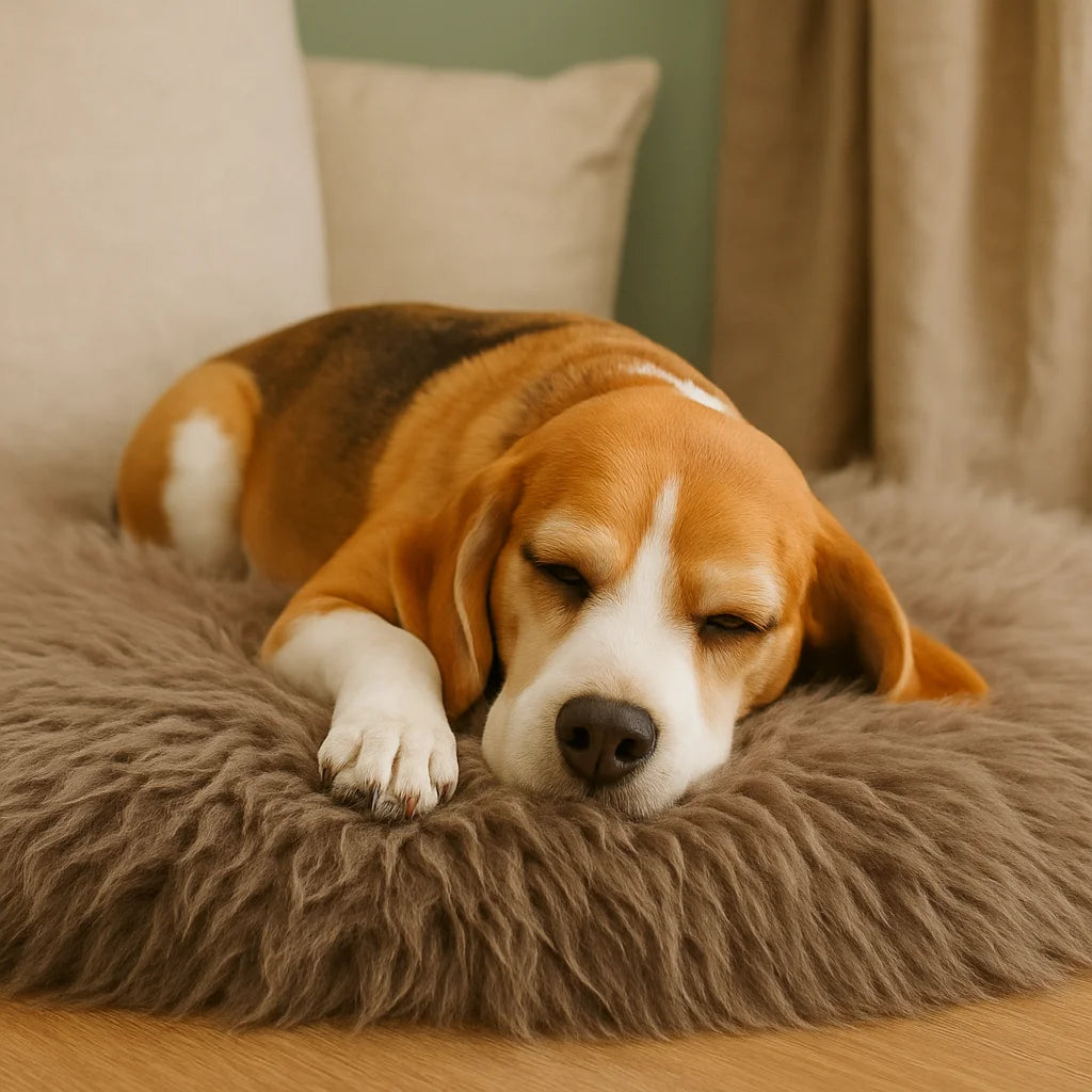 schapenvacht voor hond donker