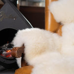 white sheepskin chair