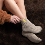 beige wollen sneaker sokken kort