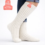 Weiße Wollsocken – Lange Kniestrümpfe