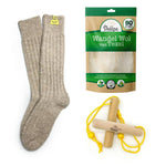 Wandel pakket met Texelse wolproducten en wandelhout