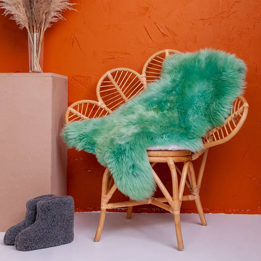 Texelse schapenvacht mint groen