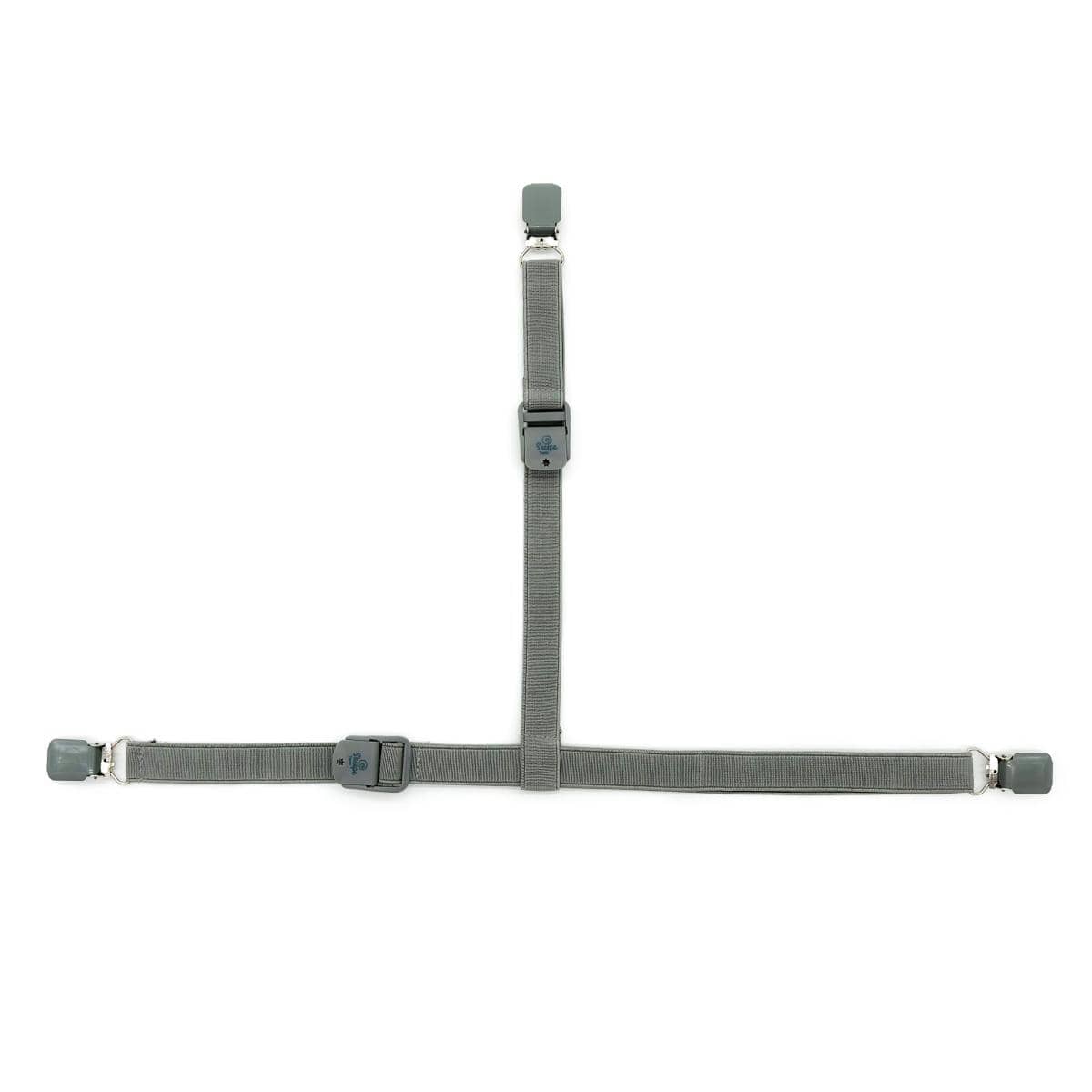 grijs elastiek voor het vastmaken van een schapenvacht aan stoel