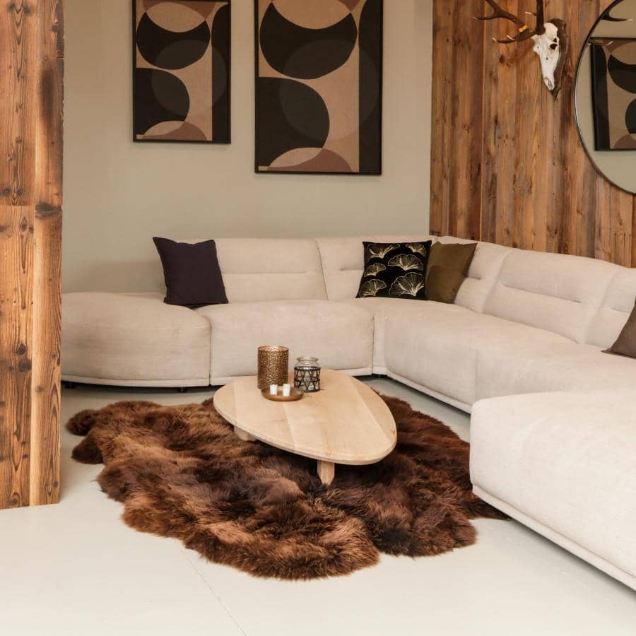 Texelse schapenvacht vloerkleed bruin