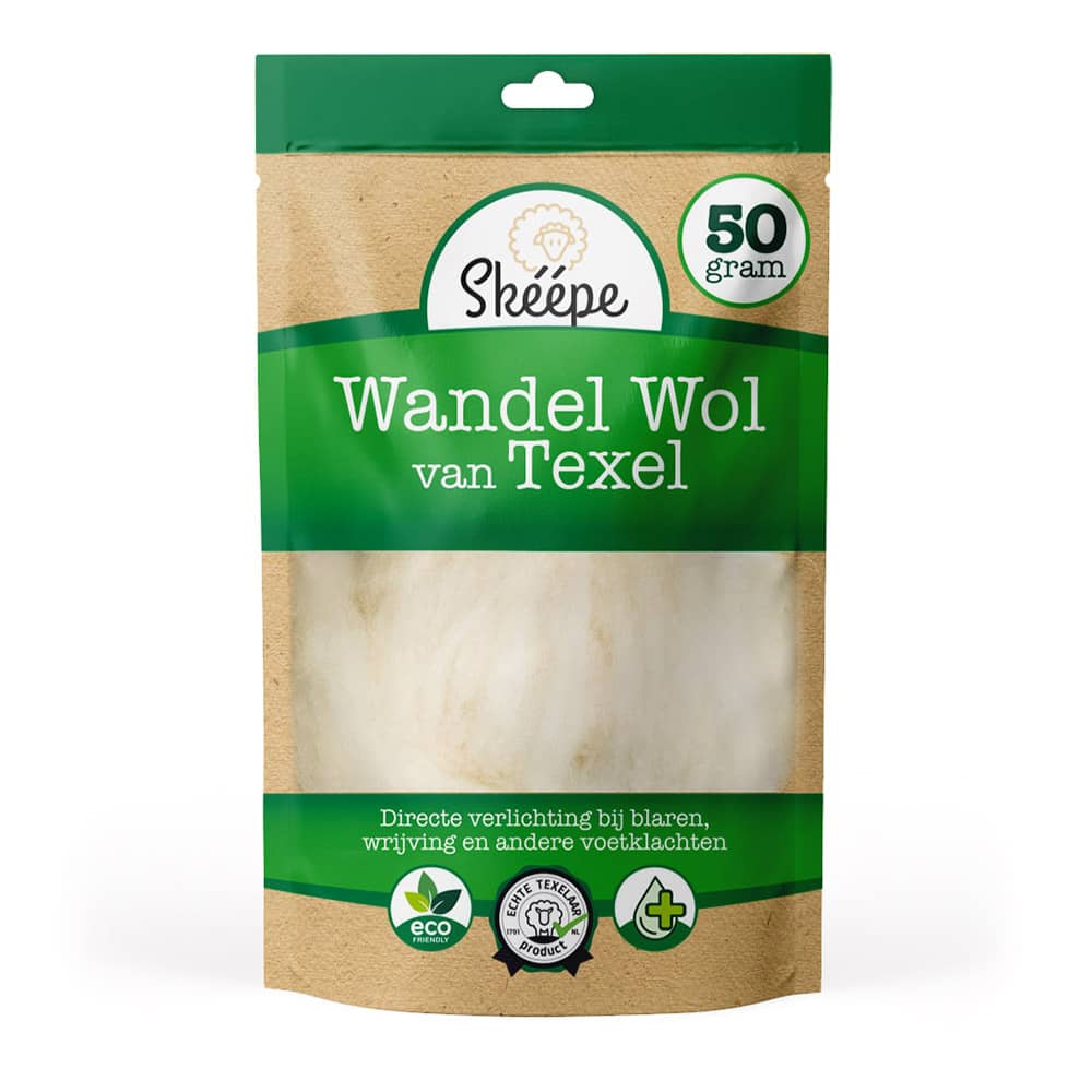 Texelse wandelwol van Skeepe. Helpt bij blaren en andere pijn klachten.