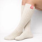 Weiße Wollsocken – Lange Kniestrümpfe