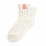 Weiße Wollsocken – Sneakersocken – Rosa Label