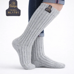 Hellgraue Wollsocken – Kniestrümpfe