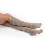 Extra lange kniekousen van wol - beige - dames