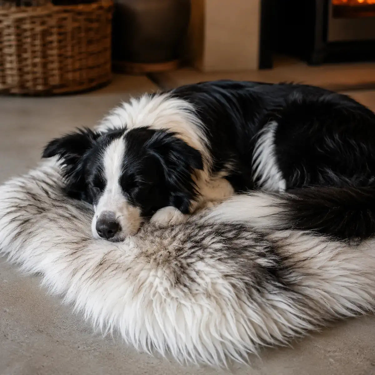 Schapenvacht voor hond, zwart wit moeflon
