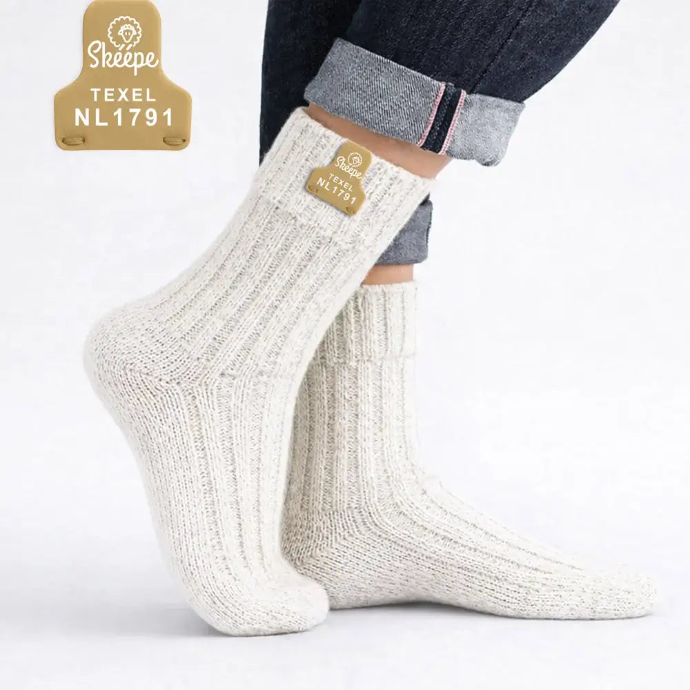 Weiße Wollsocken – Mittellang
