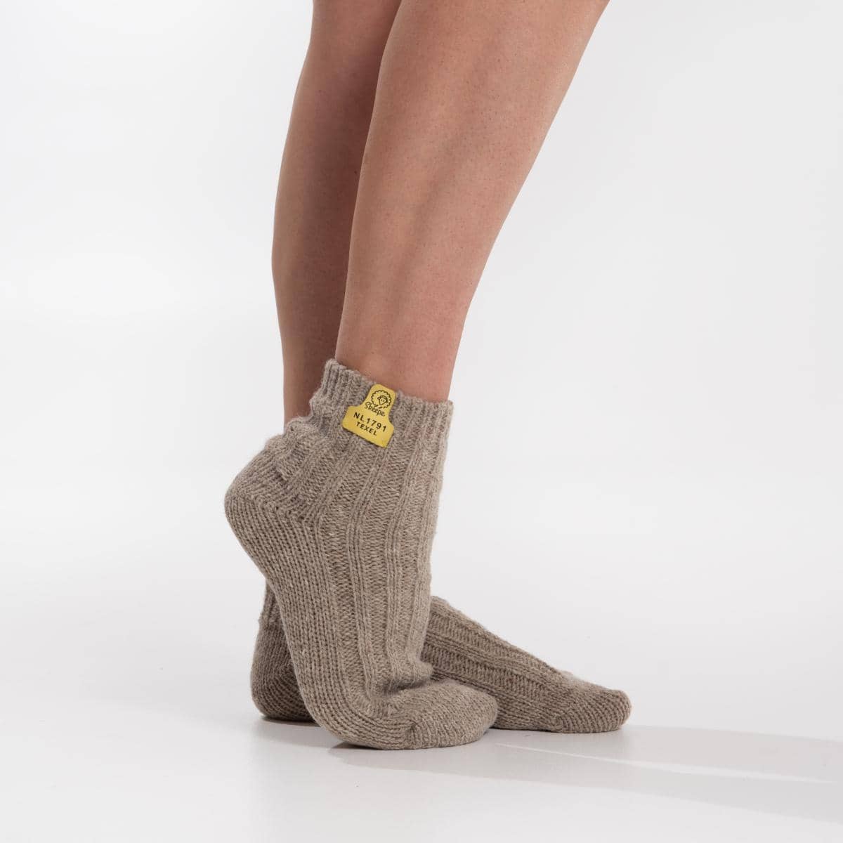 lage wollen sokken tot de enkel - beige