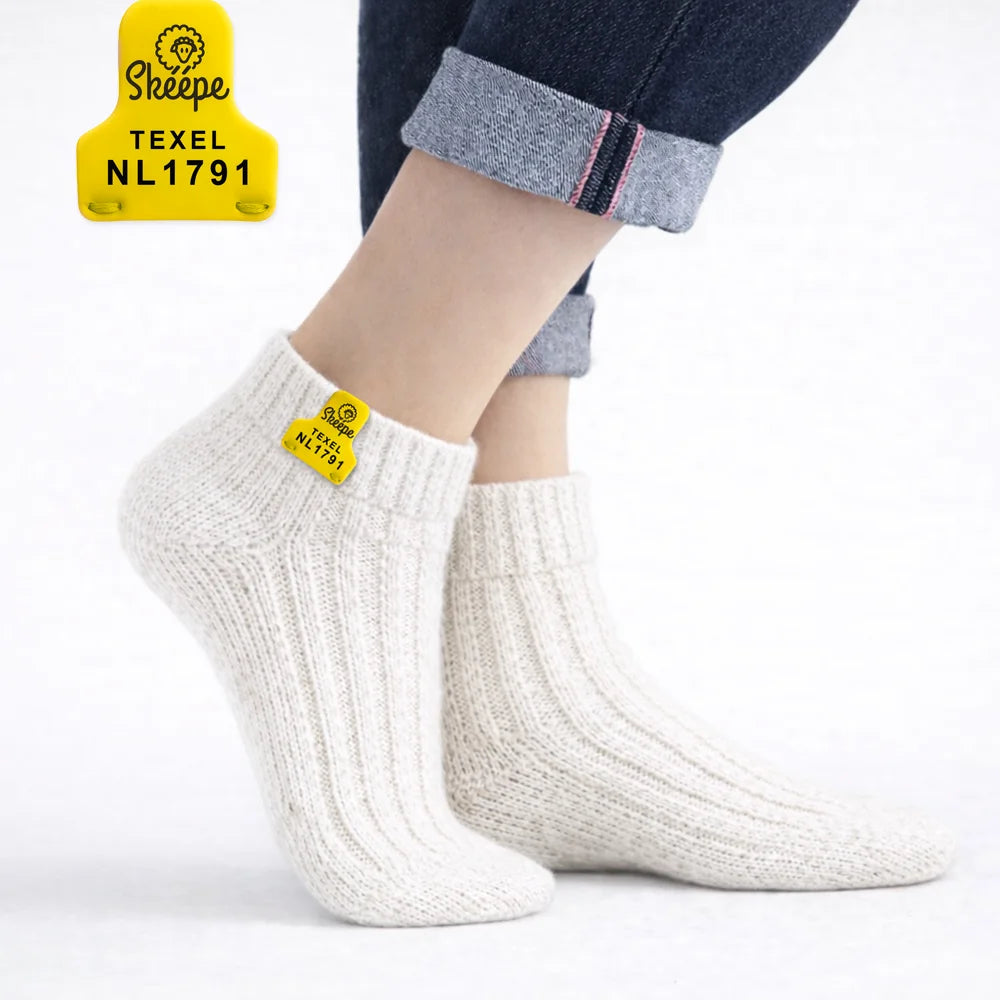 wollen enkelsokken wit - Texel