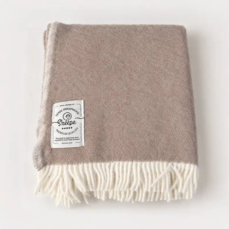 beige warme deken van wol - Texel