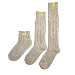 Texelwollsocken in kurzer, mittlerer und langer Ausführung. Farbe beige braun